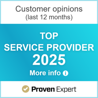 ProvenExpert Top Service Provider 2025 award badge, based on customer opinions from the last 12 months