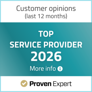 ProvenExpert Top Service Provider 2026 award badge, based on customer opinions from the last 12 months
